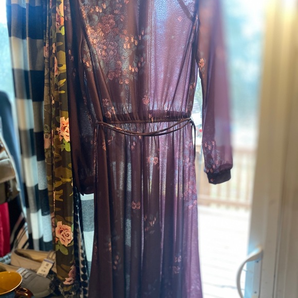 Vintage Patty O’Neil purple Embellished Pleated Gown with Long Bishop Sl… - Picture 12 of 16